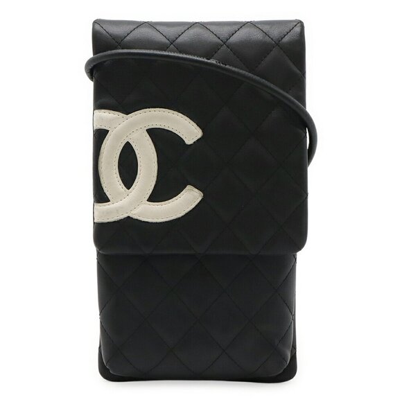 CHANEL Handbags - CHANEL Black Leather Logo Pochette Shoulder Bag